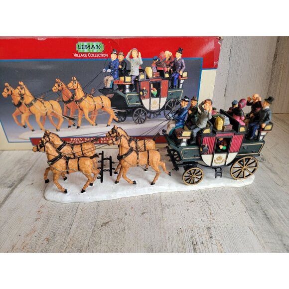 Lemax stagecoach horse village accessory Xmas couple vintage - Picture 1 of 9
